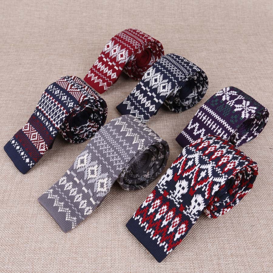 Brand New Mens Vintage Knitting ties Casual Skinny Skull Necktie For Evening Party Gravata Slim Tie for Man Knitted Neck Tie