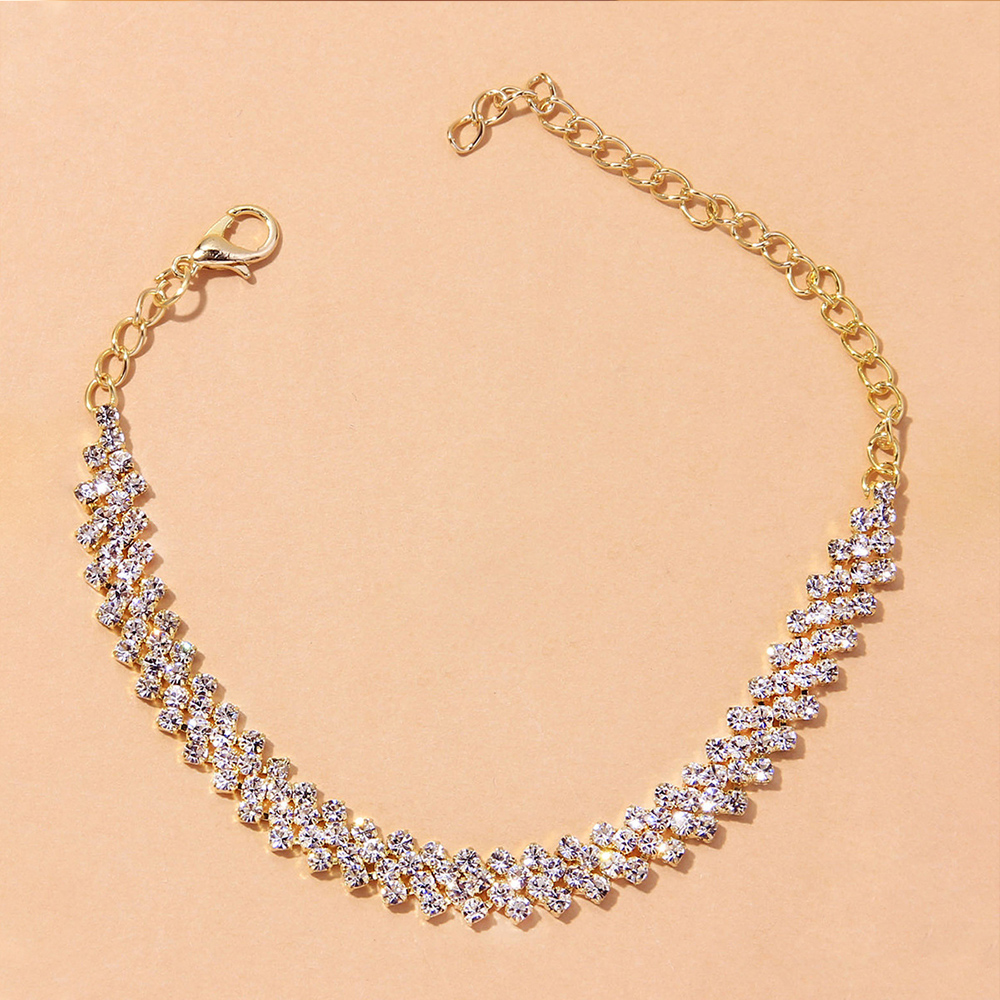 StoneFans Rhinestone Bohemian Lozenge Anklet Braclet Wholesale for Women Indian Cute Barefoot Sandals Beach Foot Jewelry Ankle