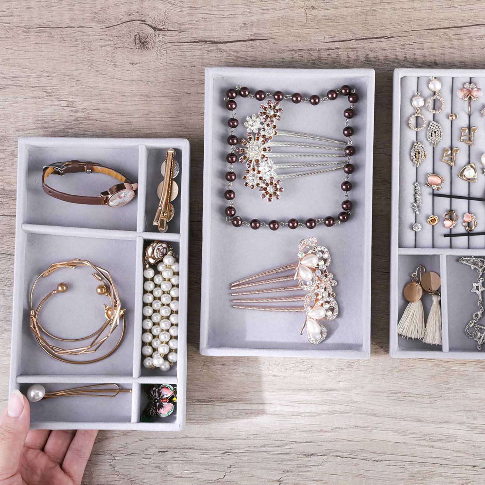 Jewellery Display Box Earring Ring Tray Storage Case Organizer Velvet Multi-Purpose Bracelet Necklace knickknacks Holder Gifts