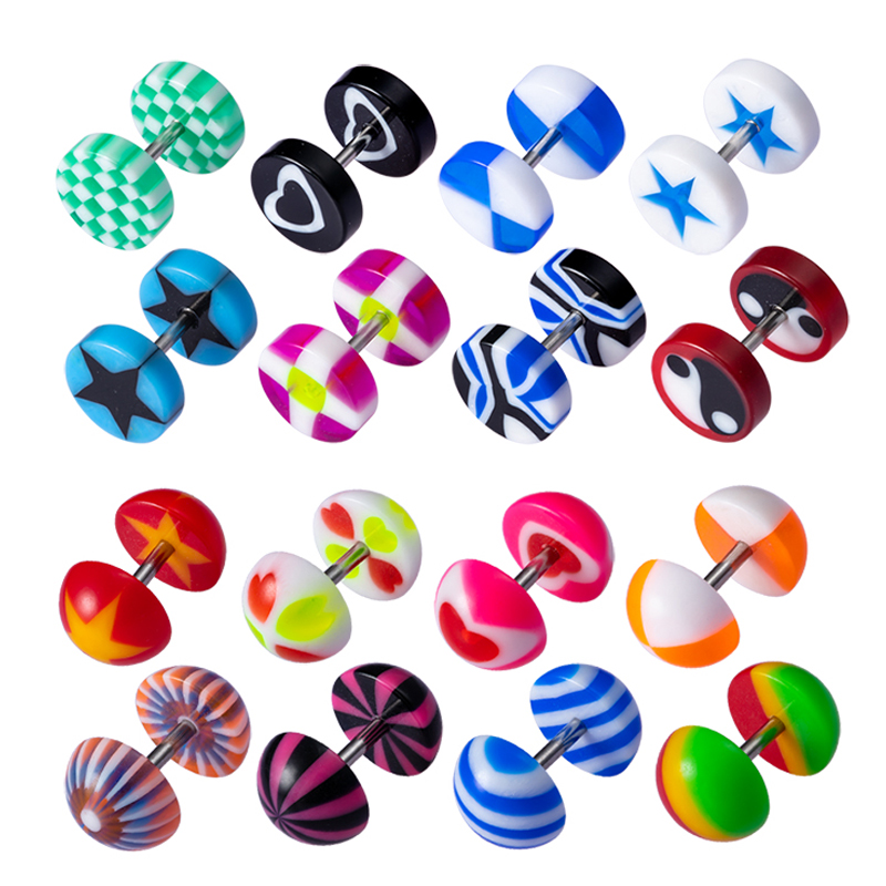 10pcs Acrylic Cartilage Earring Ear Stud Fake Plug Tunnel Stretcher Taper Cheater Expander Gauges Tragus Helix Piercing Jewelry