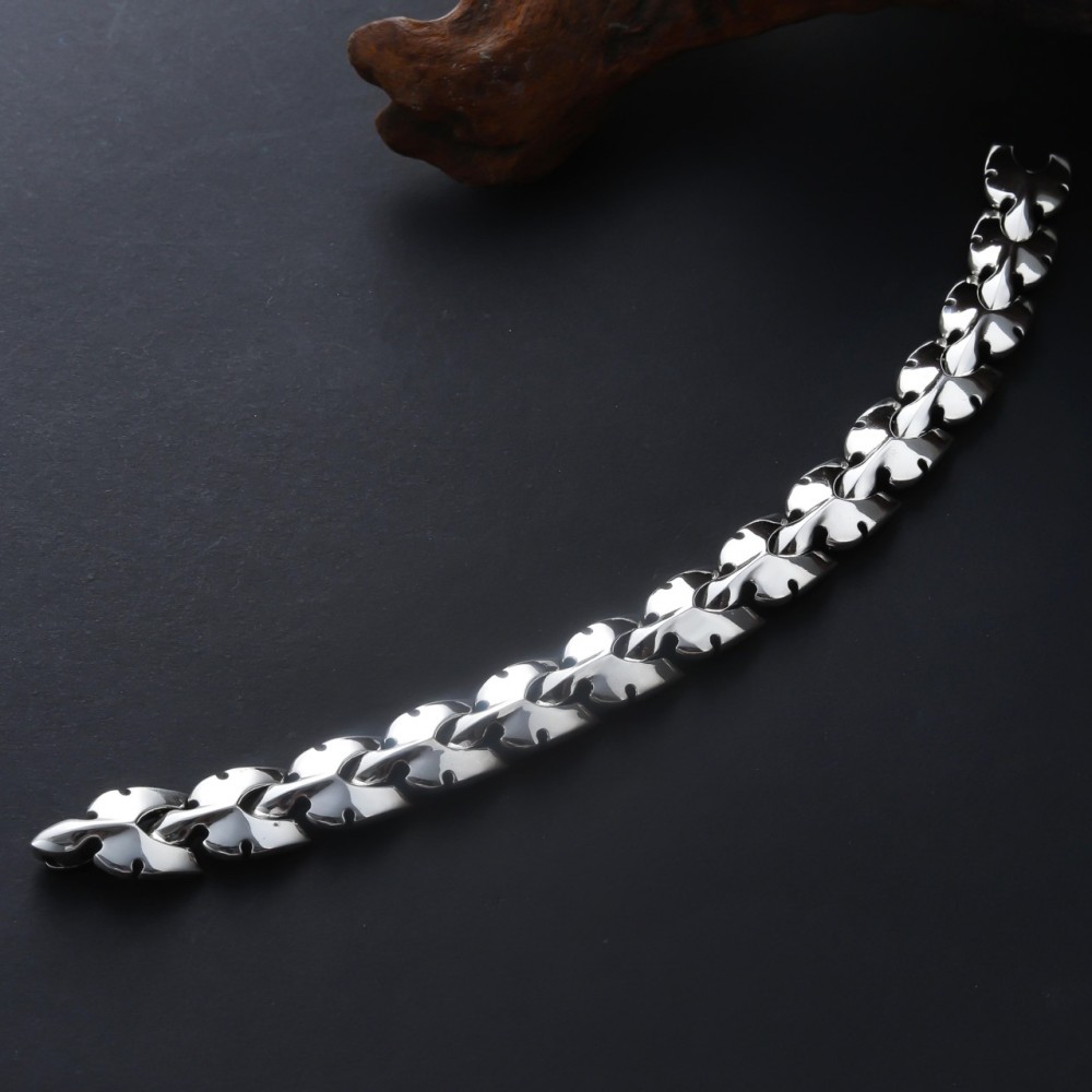 BOCAI s925 Pure Silver Jewelry Width Centipede Shape Japan and South Korea Personality Hipster Man Bracelet Smooth Free Shipping