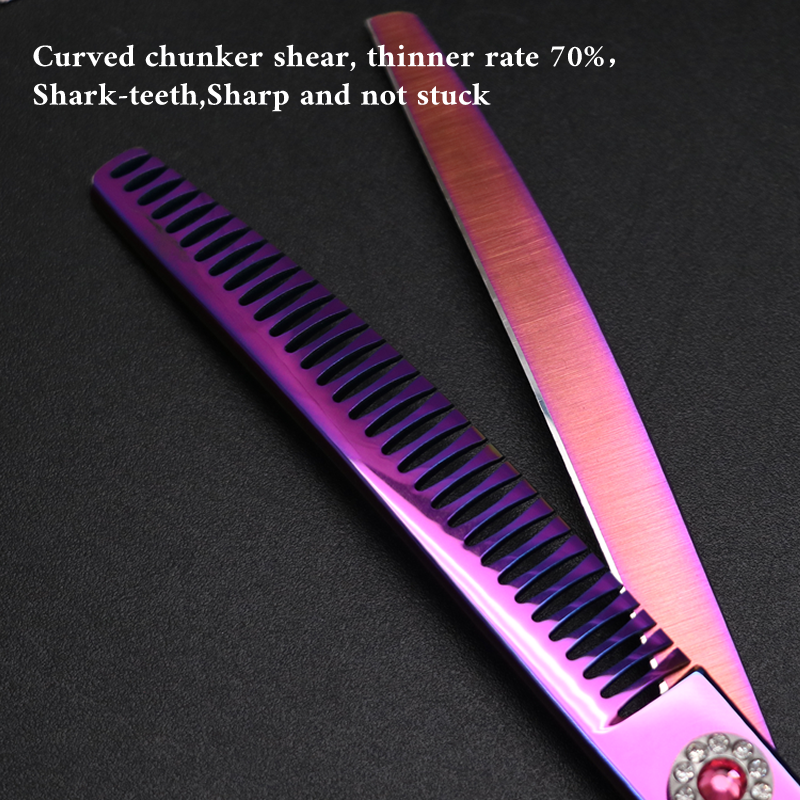 Crane High-end 7.0 Inch Dog Grooming Scissors Professional Curved Thinner&Chunker Shears For Dog Animal Hair Thinning Tijeras
