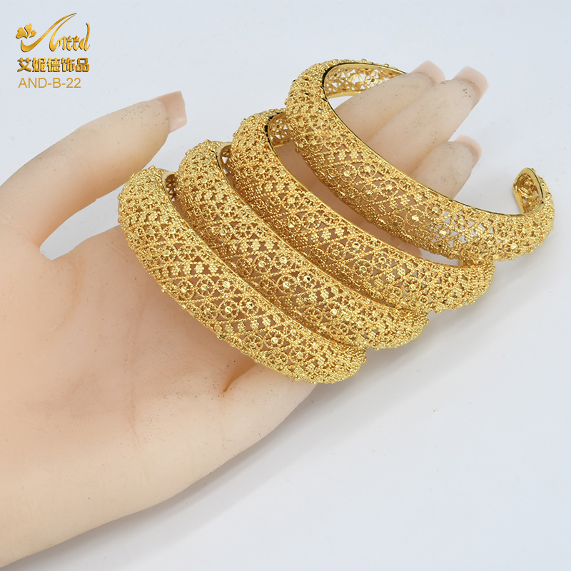 ANIID 24K Gold Color Bracelets For Women Luxury Jewelry Designers Kids Indian Braclet Arabic Wholesale Trendy Boho Cuffs
