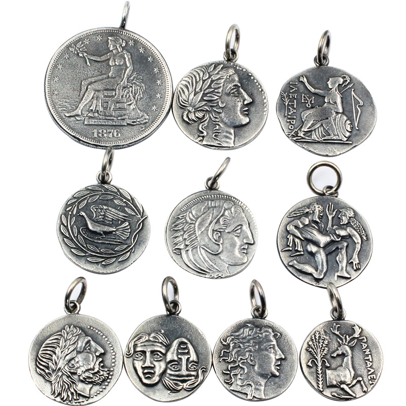 BOCAI New 100% Solid S925 Silver ancient coin Pendant handmade ancient Rome Egypt Greece Silver Currency Man and Woman Pendants