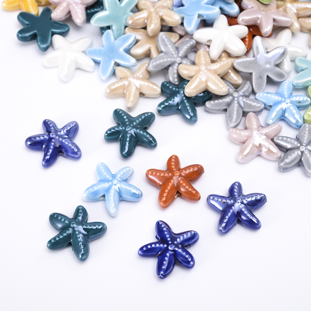 Mixed Color 18mm Starfish Shape Ceramic Beads Porcelain Spacer Beads For Jewelry Making Diy Bracelets Necklaces Accessories