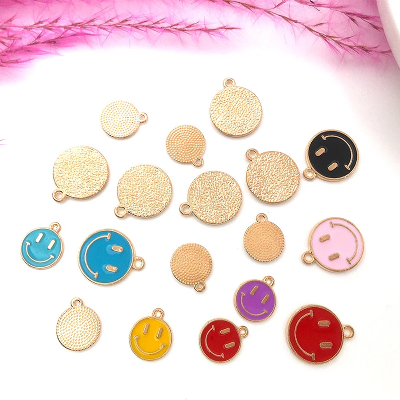 20pcs/lot Cute Smile Enamel Metal Charm Smiling Face Pendant Charms for Necklace Bracelet Earring Diy Jewelry Making Accessories