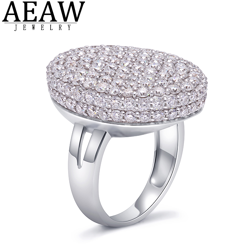 10k White Gold DF Color VVS1 Round Brilliant Cut Moissanite Party Ring Full Stone Oval Style