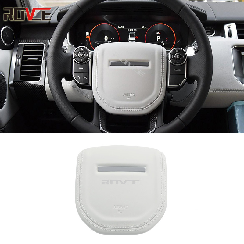 ROVCE Steering Wheel Horn Cover For Land Rover For Range Rover Vogue/Sport /Discovery Sport /Evoque Genuine Leather Airbag Cover