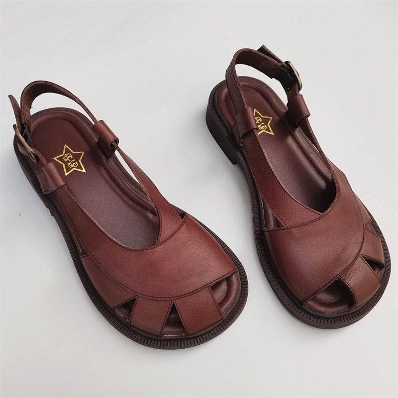 Women's Sandals Ladies Shoes Summer 2011 peep toe Summer Sandals 100% Genuine Leather Woman Flats 2021 Gladiator Sandals