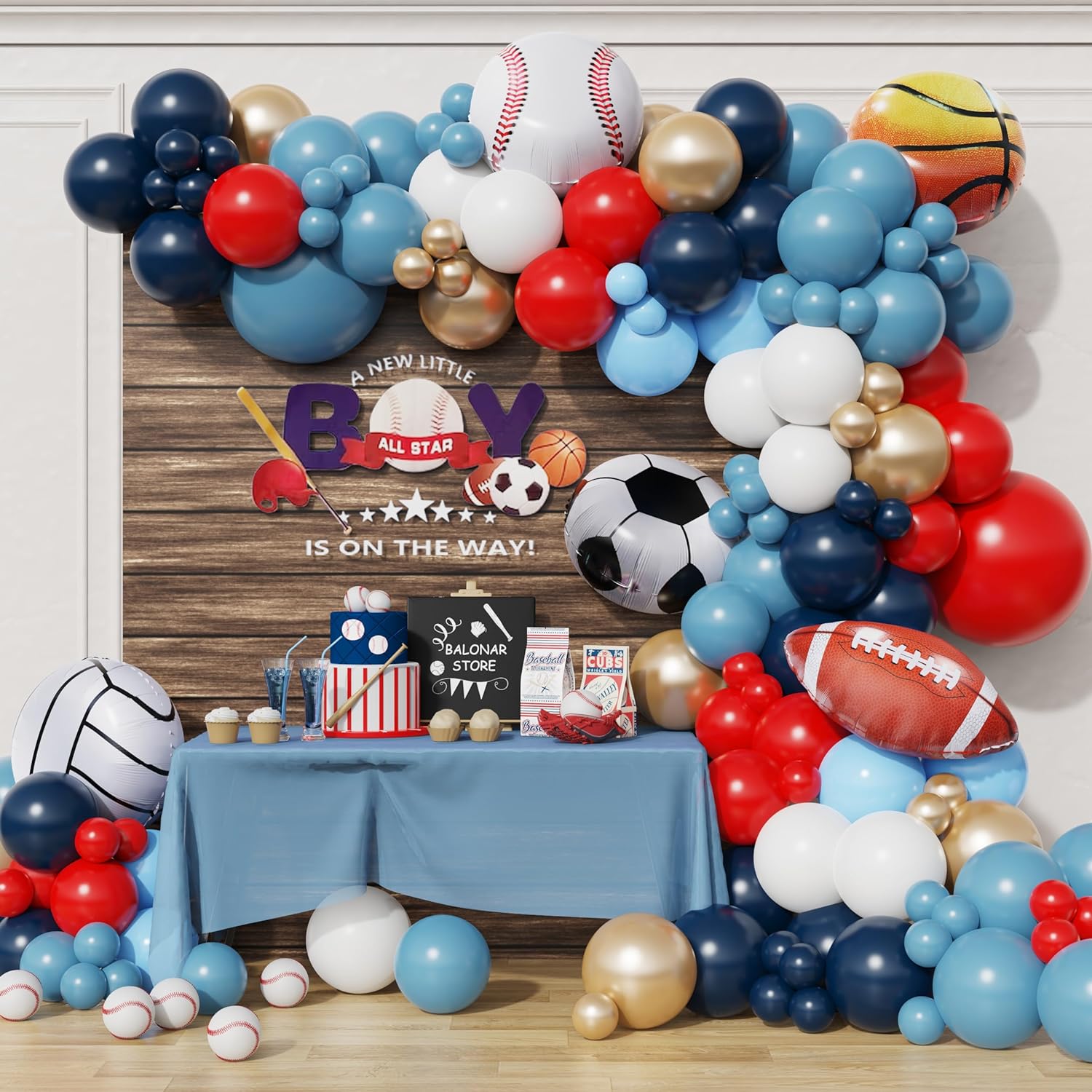 130pcs Sports Balloons Garland Arch Kit Baseball Basketball Rugby Football Boy Girl Men Happy Birthday Party Globos Arche Ballon