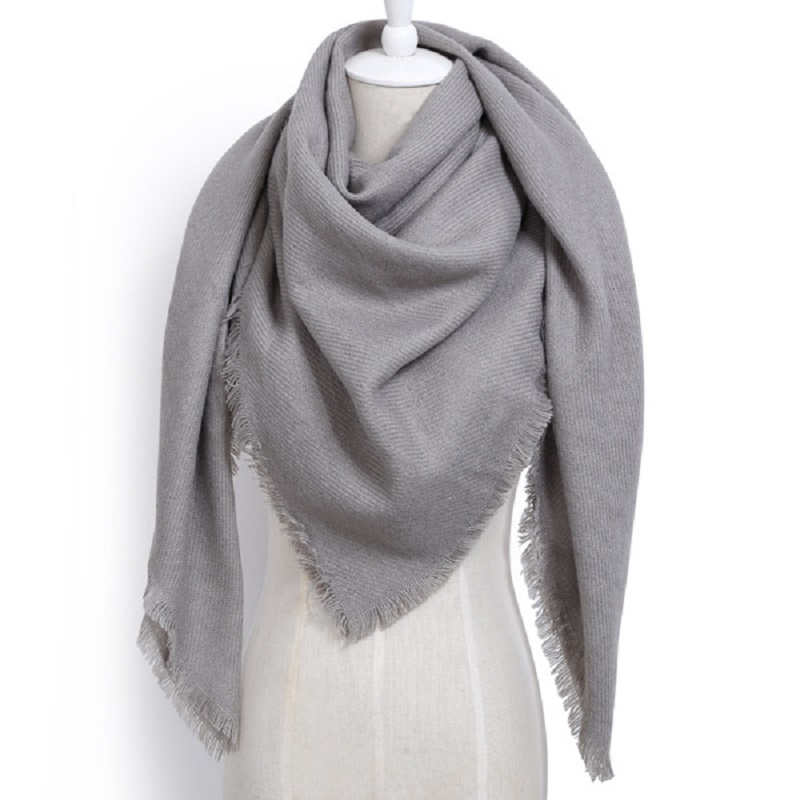 Women's Solid Color Blanket Scarf Winter Neck Warm Cashmere Scarf Cozy Tartan Wrap Oversized Shawl Femme Foulard Shawls Stoles
