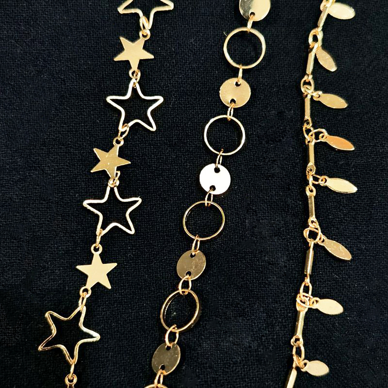 1 Meter Round Star Leaves Chain Gold Silver Plated Necklace Metal Copper Chain Diy Bracelet Anklet Jewelery Making Supplies