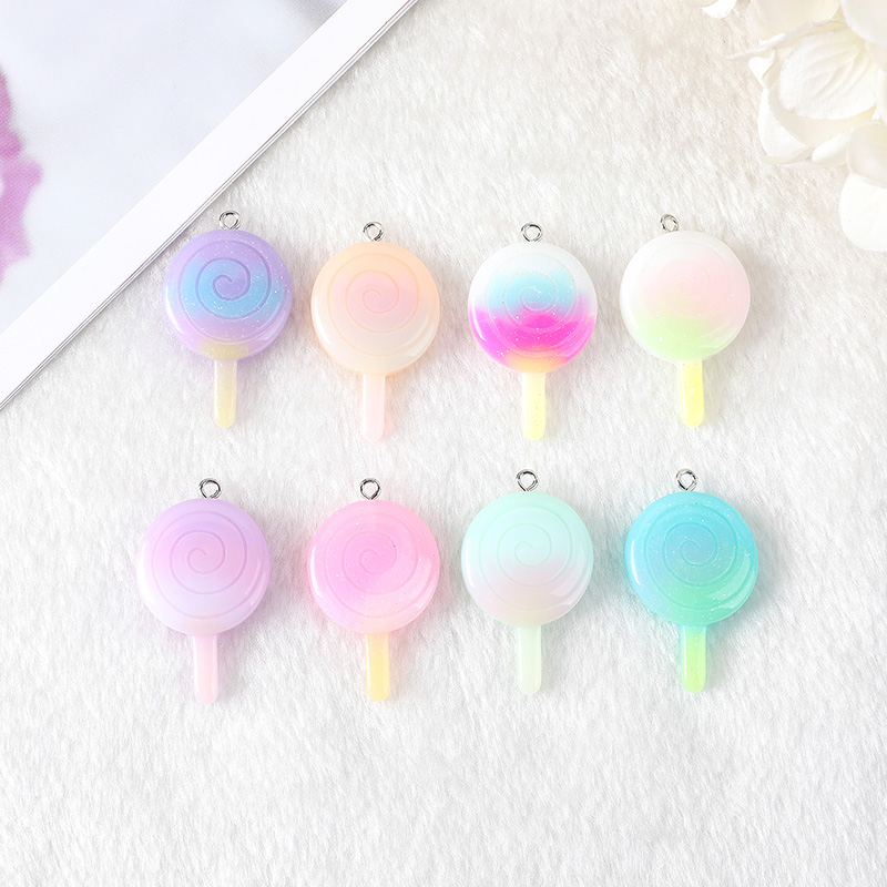 8 Pcs Icecream Lollipop Charms Flatback Resin Cabochons Jewelry Findings for Earrings Keychain Diy Making