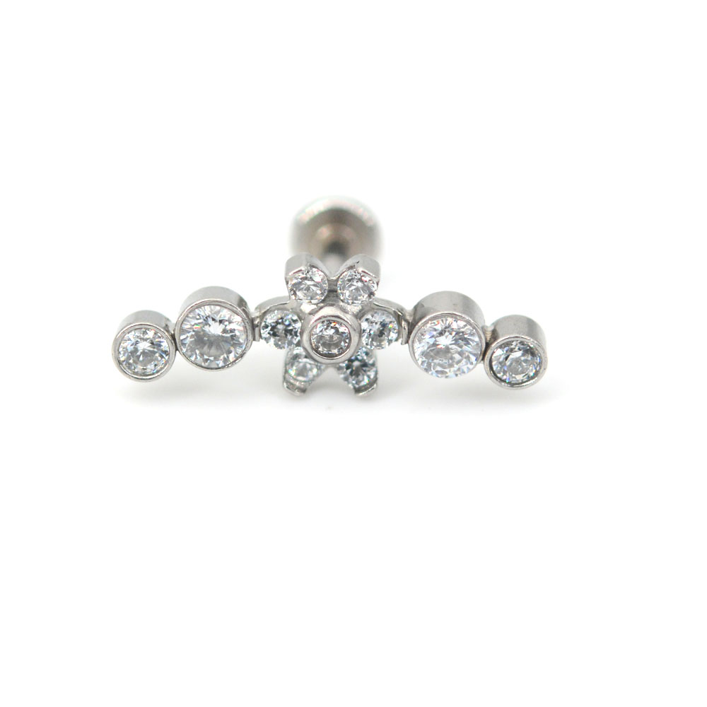 100% Surgical steel Thread Labret Lip Ear Bar Cartilage Earring Nail Tragus Stud Ear Lobe Piercing Ring Internal Body Jewelry