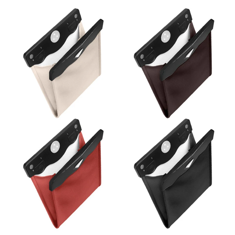 Car Trash Can Front-Row Hanging Garbage Bin Pu Leather Foldable Storage Co-Pilot Trash Bag Auto Organize Interior Accessories