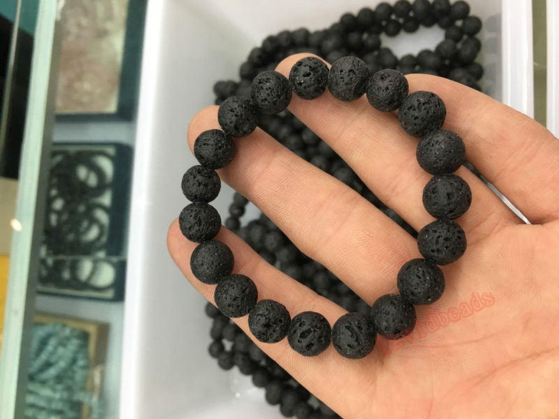 10MM Natural Stone Indian Agat lava picture tiger eye snowflake Labradorite Amazonite Round Beads Stretch Bracelet 19cm 1Pcs
