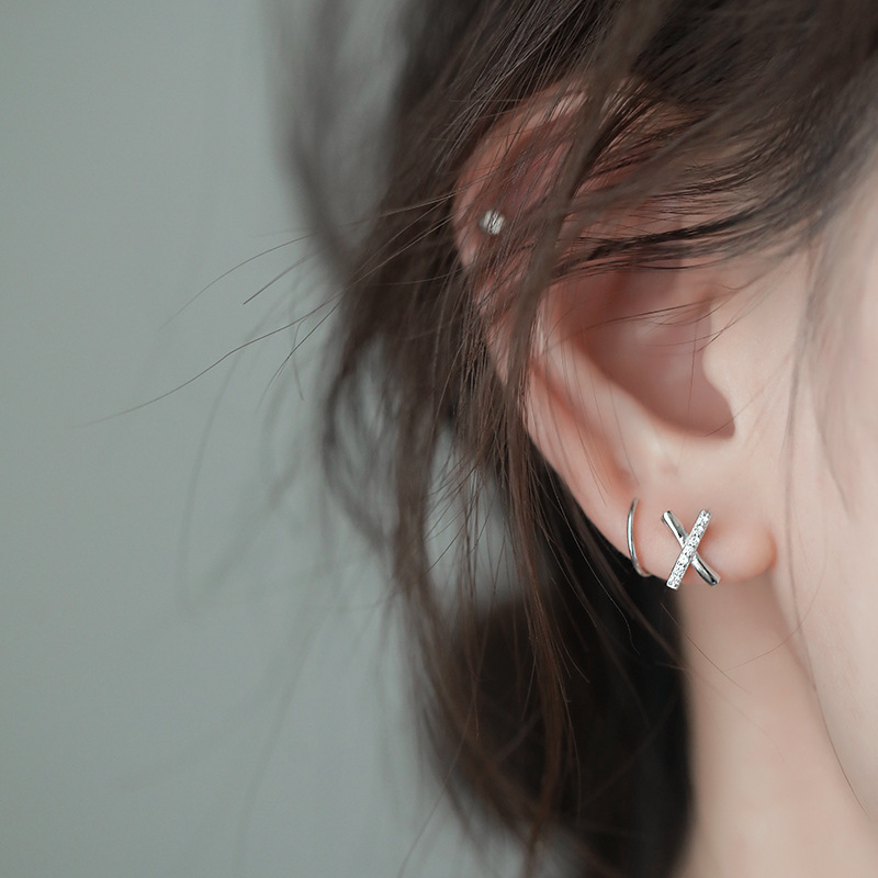 LIVVYSilve Color X-Shape Ear Bones Clip Simple Cross Earrings Bride Elegant Jewelry Woman Party Gift Used To Decorate Ear Region