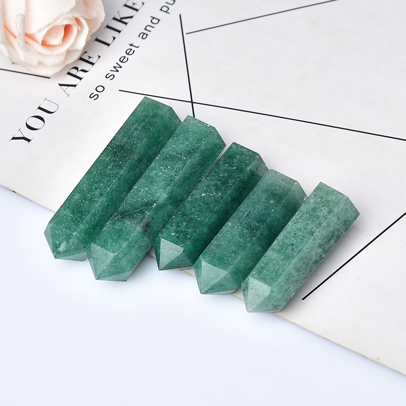 Natural Green Strawberry Crystal Point Healing Stone Hexagonal Prisms 50-80mm Obelisk Wand Treatment Ornaments Stone DIY Gift