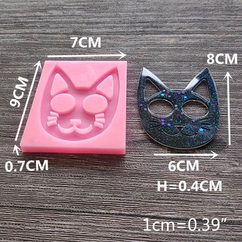 1Pc DIY Super Glossy Self-Defense Cat Keychain Pendant Casting Silicone Mould Clay Crafts Making Crystal Epoxy Resin Mold