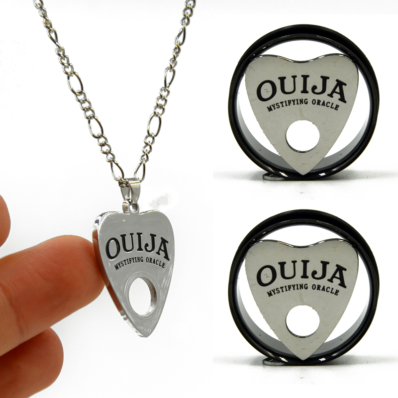 Showlove-2PCS Anoized Black Single Flare Eyelet Ear Tunnel Plugs Gauge Expanders & 1PC Ouija Necklace Body Jewelery