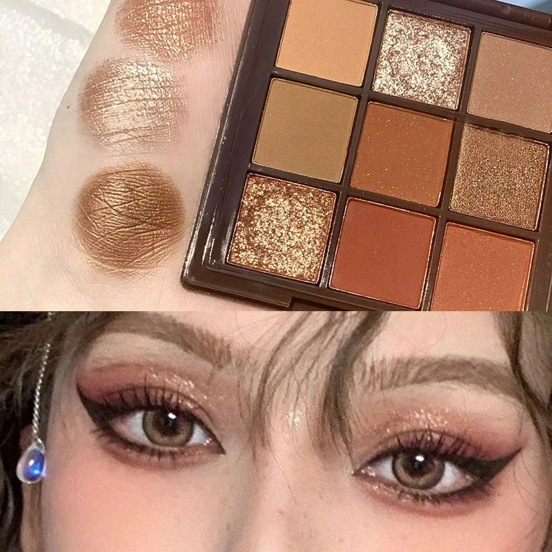 9 Colors Punk Smokey Matte Glitter Eyeshadow Palette Shimmer Eye Shadow Makeup Palette Cool Toned Gray Black Eye Pigment Palett 240624