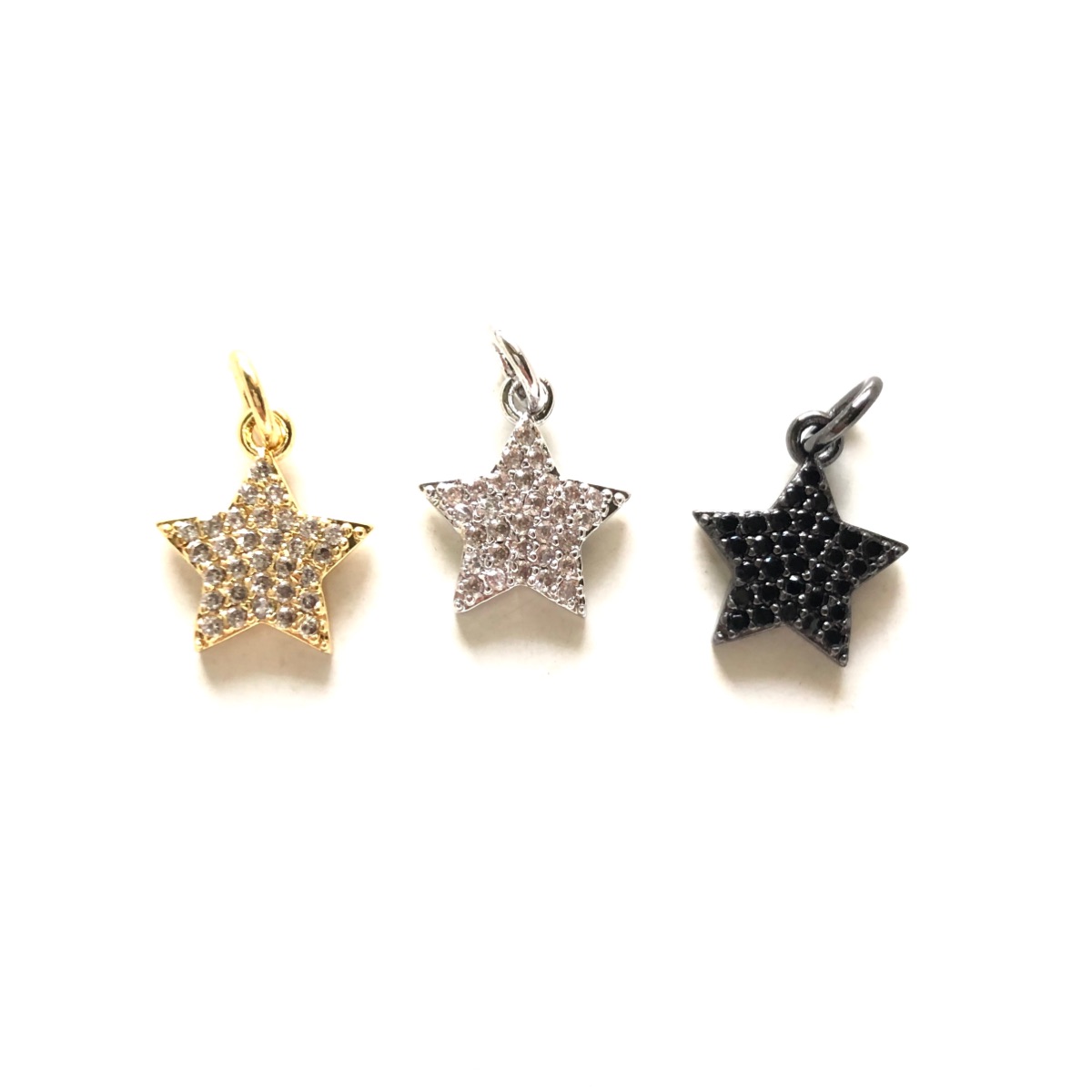 5pcs Small Size Clear Black Micro Zirconia Pave Star Pendant Gold-Plate Charm for Women Jewelry Earring Bracelet Necklace Making