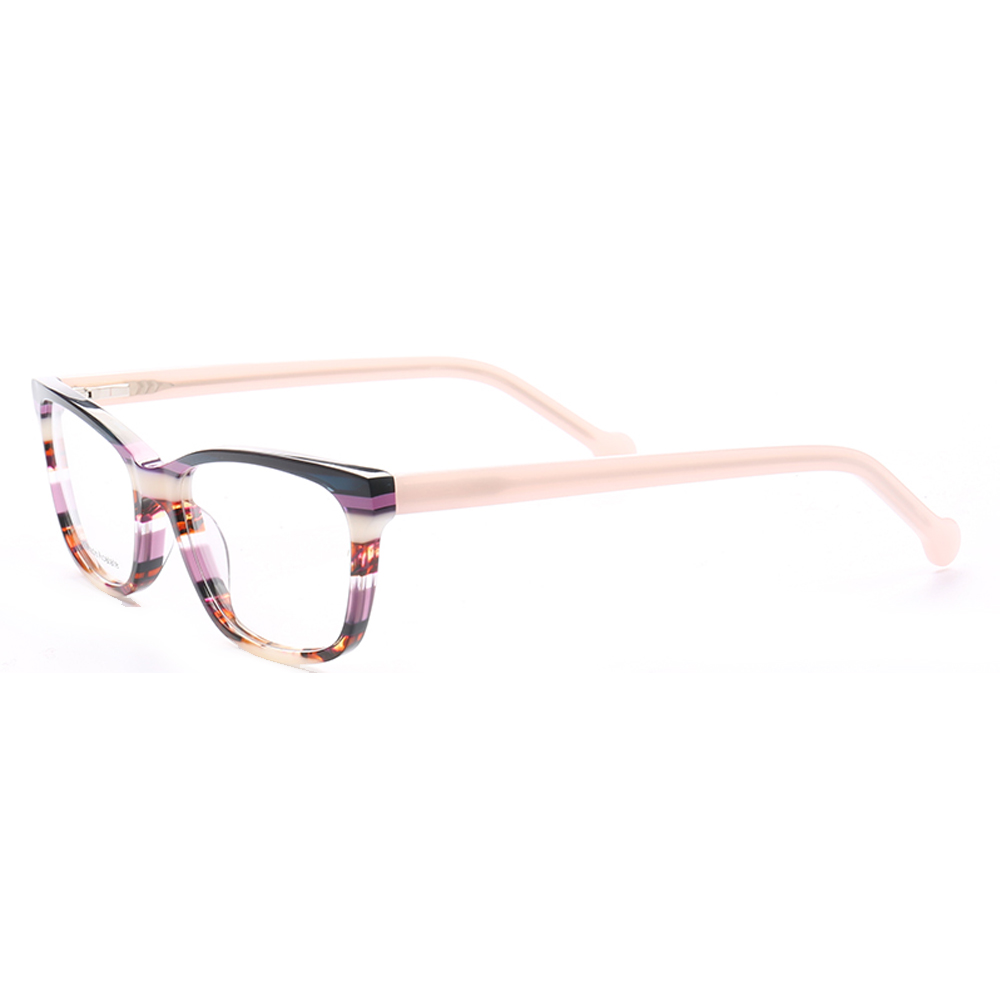 Women Cat Eye Classic Eyeglass Frame for Women Square Fashionable Full Rim Optical Glasses Rx Spectacles Acetate Striped Eyewear