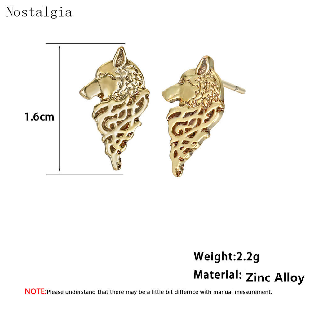 Viking Teen Wolf Men Earrings Amulet Slavic Talisman Pagan Stud Earrings Odin 's Symbol Viking Animal Jewelry Accessories
