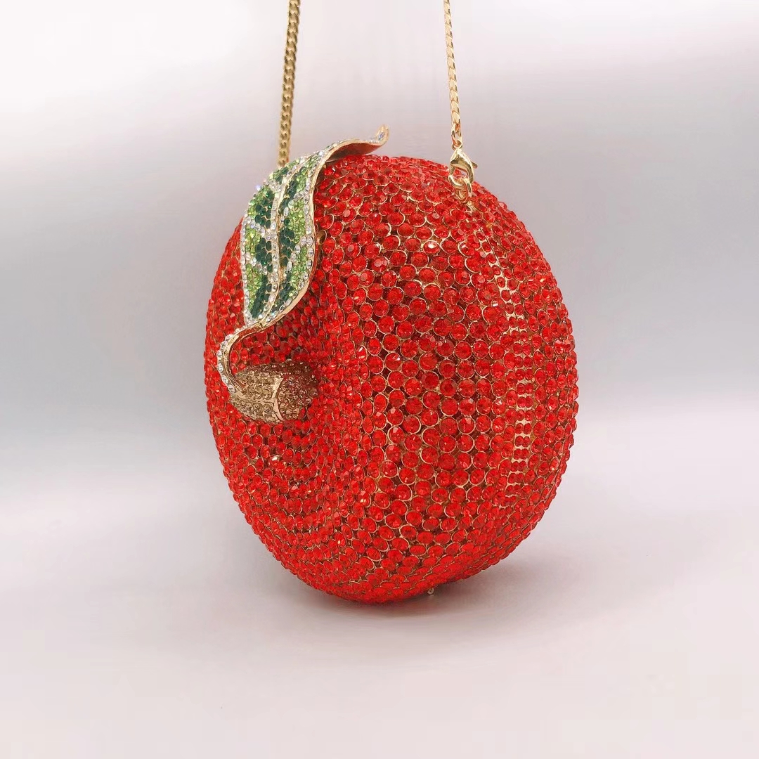 Pumpkin Women Orange/Champagne Crystal Clutches Stones Evening Bag Party Dinner Rhinestone Handbags Bridal Wedding Clutch Purse