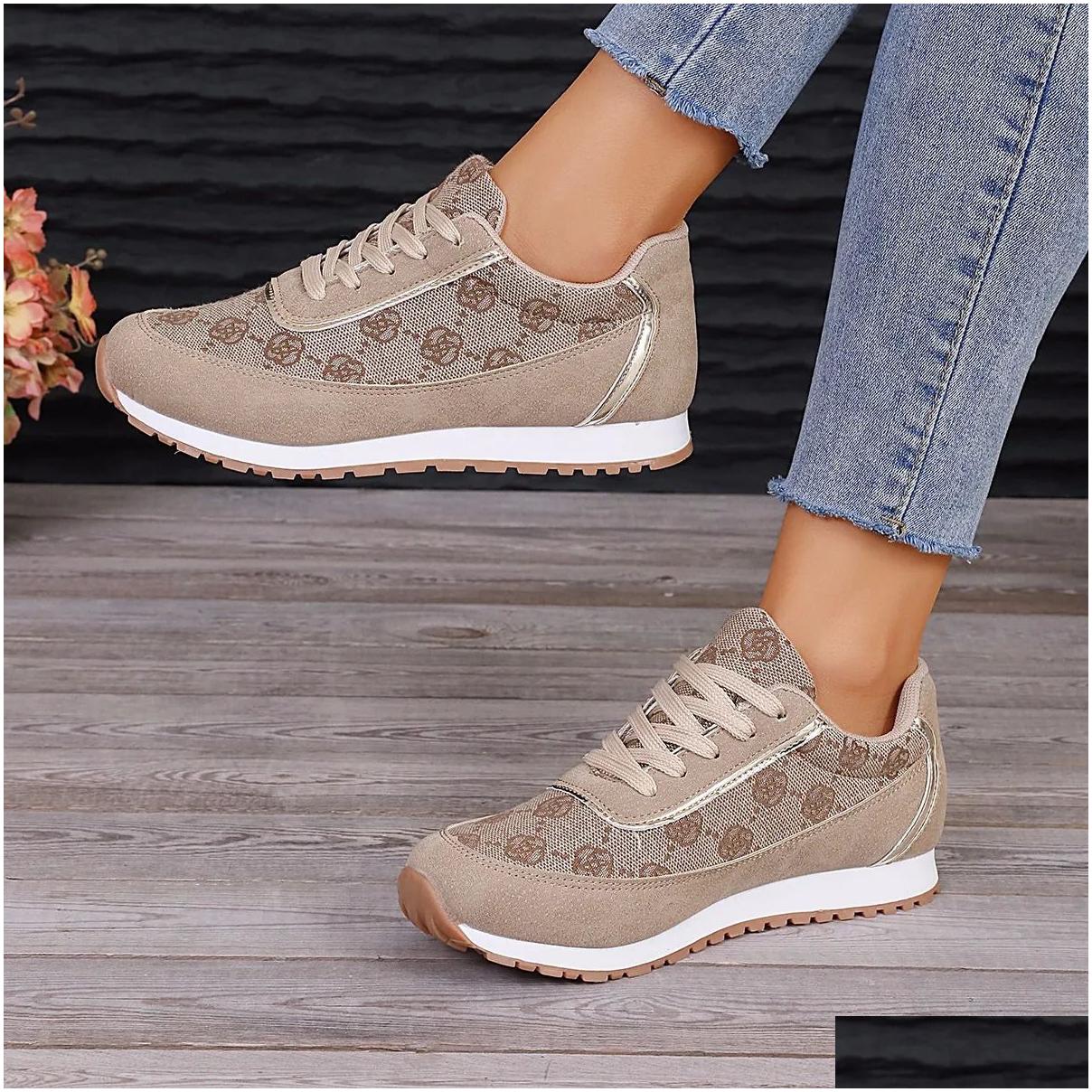 Designer casual shoes gray fashion 2024 autumn and winter sports shoe brand women's khaki Vcanized plus size 42 comfortable shoes