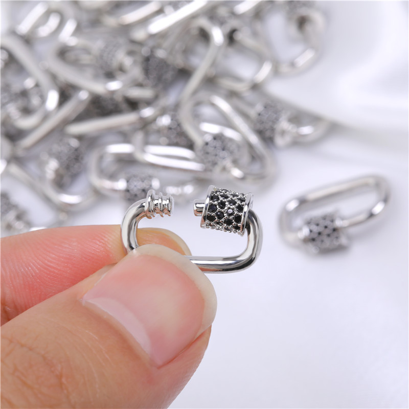 JUYA Jewelry Making Clasps Enamel Oval Shaped Lock Carabiner Smooth Copper Clasp DIY Necklace Bracelet Jewelry Findings