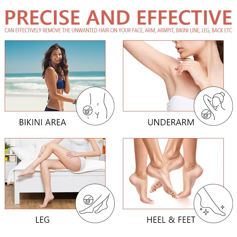 4 In 1 Electric Epilator Women Hair Removal Painless Shaving Foot File Pedicure Tools Machine Female Face Bikini Body Leg 240624