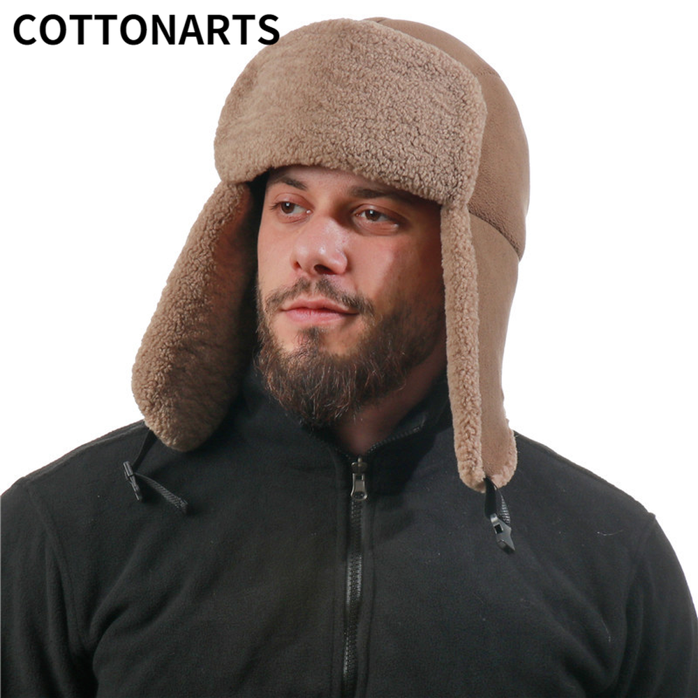 New Faux Fur Ushanka Wool Bomber Hat Thickened Russia Hats Windproof Earflap Winter Hat Warm Trapper Hats Russia Ushanka Hat