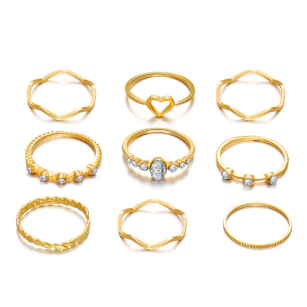 Jewelry 9 Pcs/Set Trendy 9 Pieces Knuckle Ring Set All Match Lady Finger Ring Exquisite for Parties