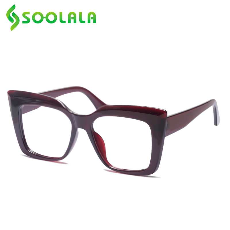 SOOLALA Square Reading Glasses Women Full Frame Ladies Farsighted Reader Magnifying Presbyopic Eyeglasses For Sight +0.5 1.0 2.0