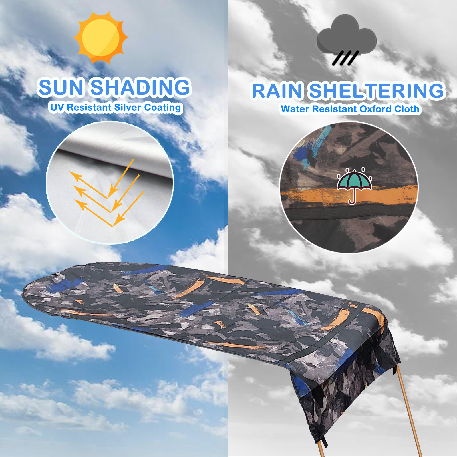 Kayak Boat Sun Shelter Sailboat Awning Top Cover Kayak Boat Canoe Sun Shade Canopy Fishing Tent Sun Rain Canopy Single Person