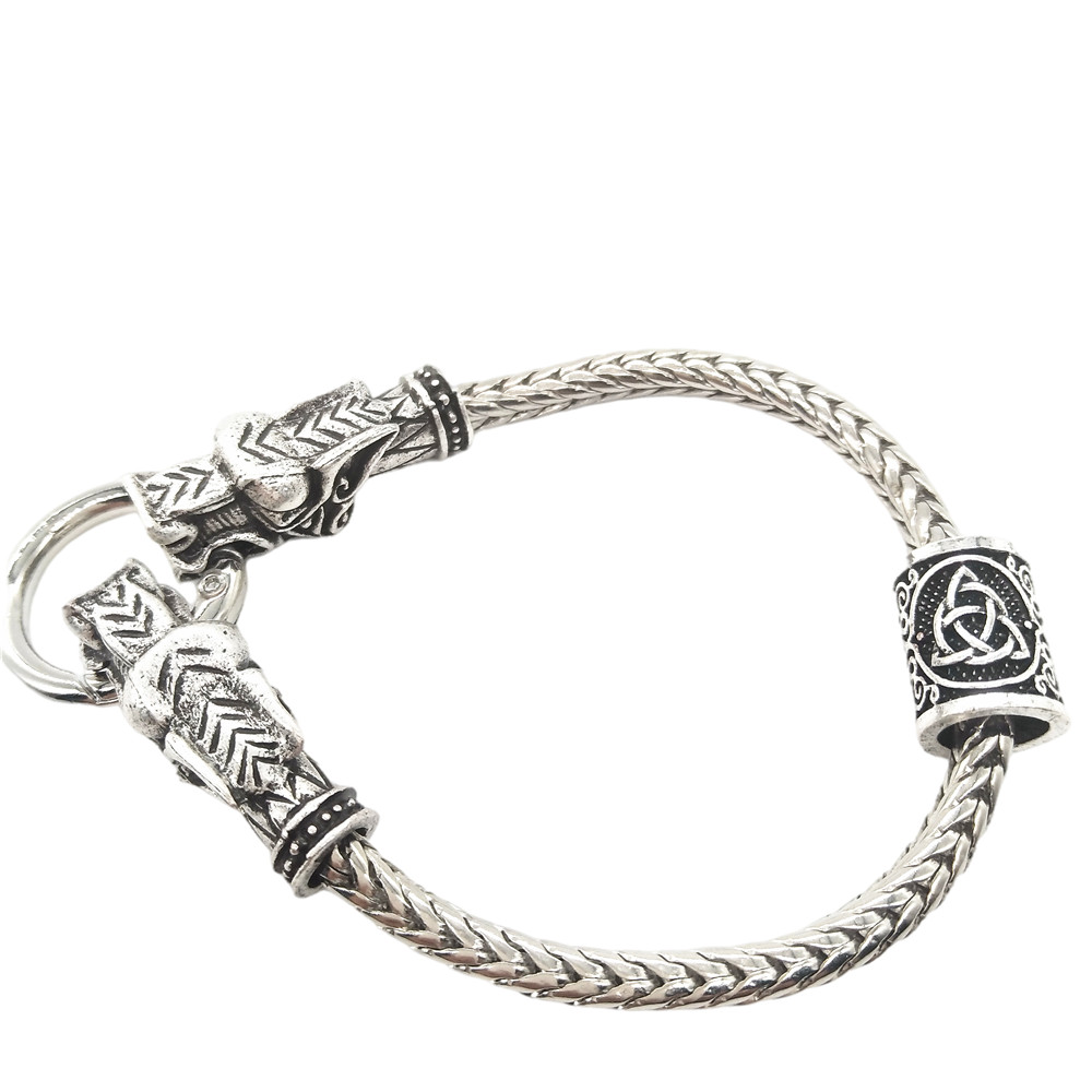 Nostalgia Medieval Norse Wolf Head Viking Jewelry Runes Beads Gothic Accessories Bracelets For Womens Mens Gifts Jewlry