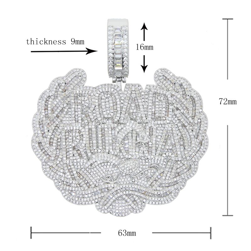 New Hip Hop Iced Out Cz Letter Road Runna Pendant Necklace Micro Pave Sparking Bling Cubic Zirconia Charm Men Boy Jewelry