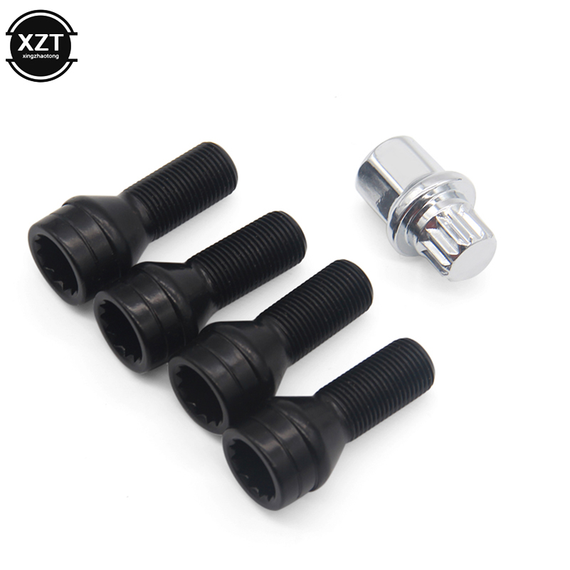 4pcs M14 x 1.25 Wheel Locking Bolts Lug Nut Black + Key For Mini R50 R52 R53