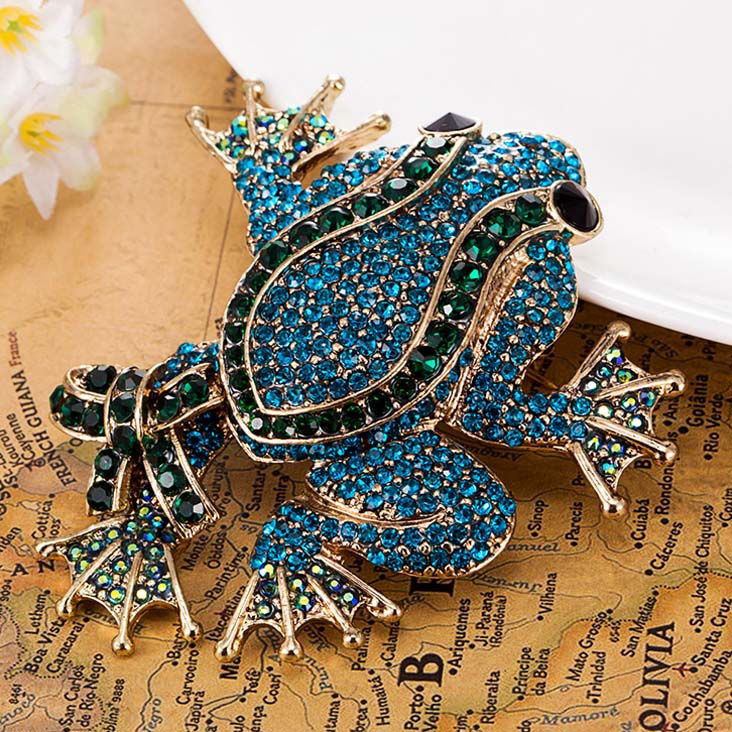 Big Size frog Brooch Men Jewelry Brand Rhinestone Animal Broaches Boutique vintage Men's Statement Pink Brooches Bouquet Broches