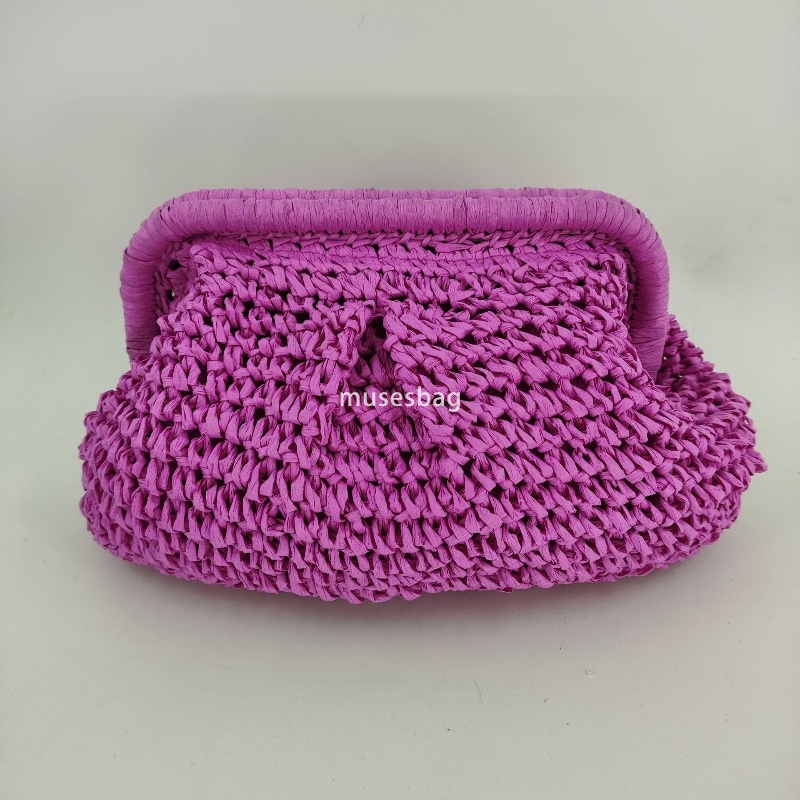 High quality women's designer temperament large capacity hand woven chain bag beach gentle and fashionable candy color cloud handbag forest style