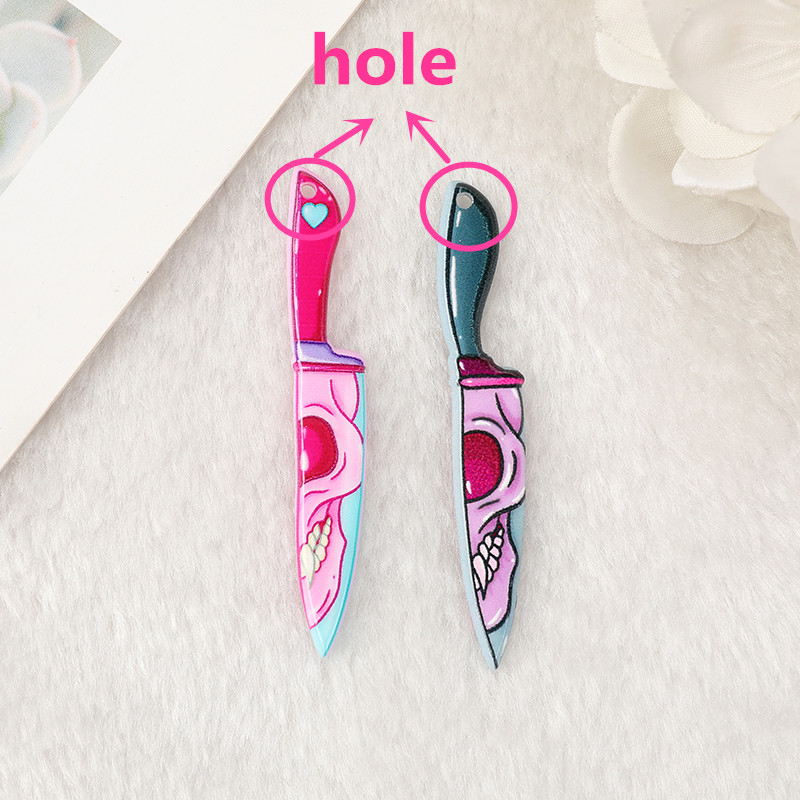 10 Pcs Halloween Charms Spooky Ghost Knife Flatback Acrylic Jewlery Findings For Earrings Keychain Pendants Diy Making