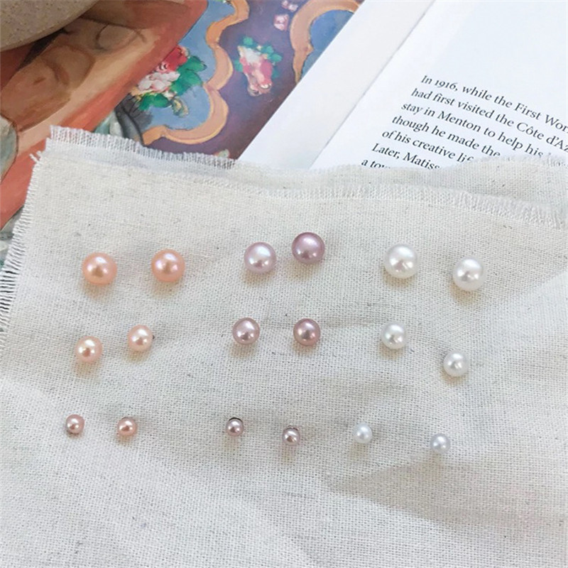 MOVESKI 925 Sterling Silver Natural Freshwater Pearl Small Earrings For Women Simple Elegant Jewelry Wedding Party Gift