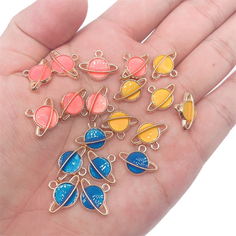 20Pcs 16*12MM Colorful Blue Universe Planet Enamel Charm Pendant For DIY Earring Bracelet Jewelry Making Supplies Wholesale