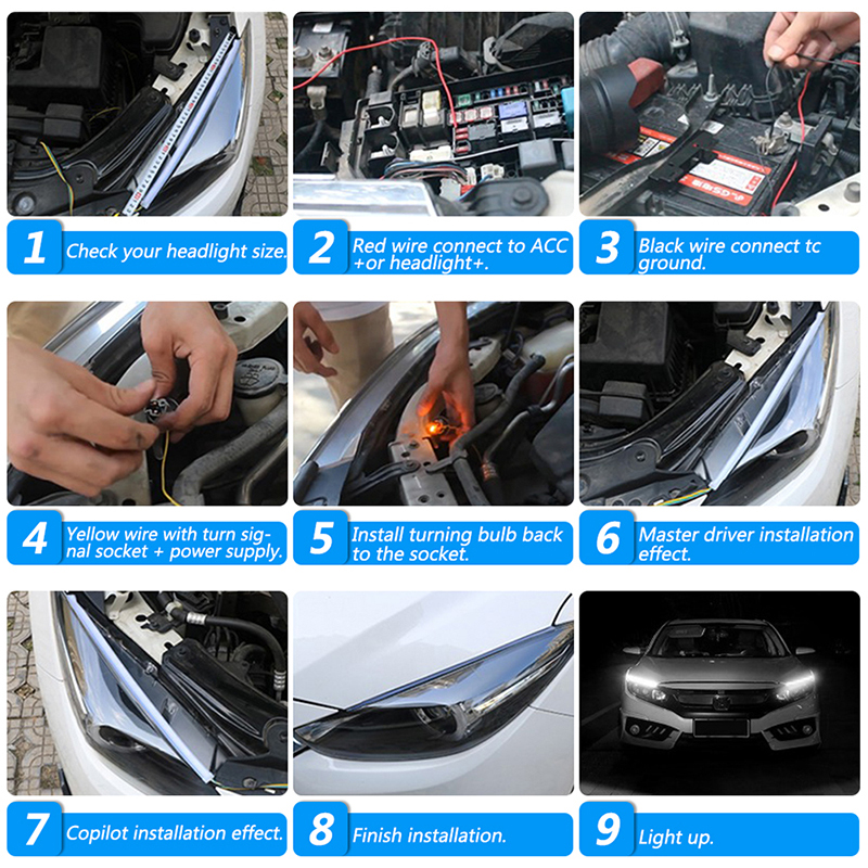 2x Ultrafine 45cm 60cm Car Styling Daytime Running Light For Infiniti Q50 Q60 FX35 G35 QX70 FX G37 Q30 QX56 I30 M35 FX37