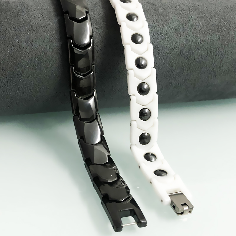 Elegant White Ceramic On Hand Bracelets Men Women Health Care Hematite Magnetic Therapy Bracelet Homme Wristband Armband Jewelry