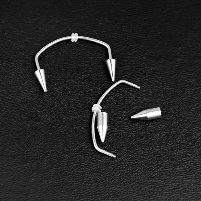 Dracula Nail Surgical Steel Piercing Smile Lip Nail Piercing Tooth Nail C-Shape Spike Lips Hoop Rings Vampire Teeth Decor