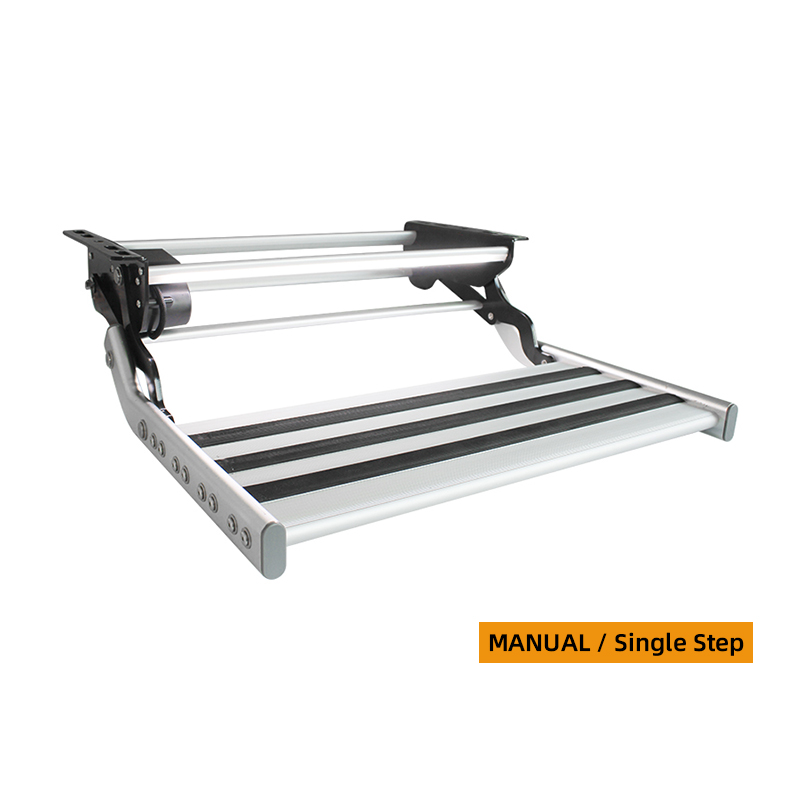DREAMRV Entry Doorway Manual Folding Ladder Step Motorhomes Aluminum Alloy RV Pedal Step Telescopic Antiskid Caravan Accessories