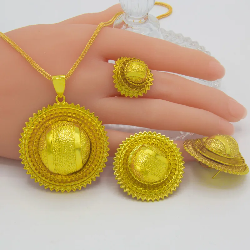 Shamty HOT Bridal Pure Gold Color African Jewelry Sets Ethiopian Nigeria Sudan Eritrea Kenya Habasha Style Wedding Set A30029
