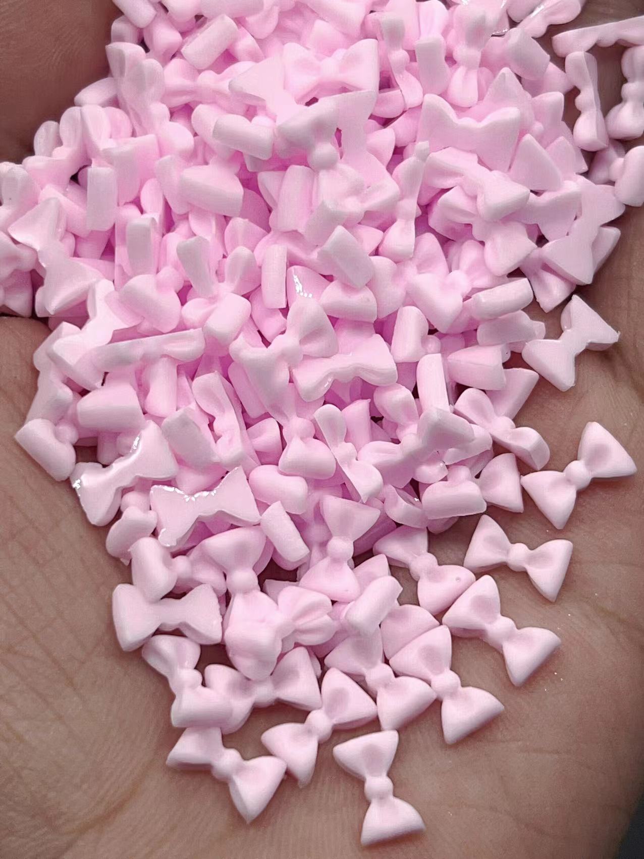 50pcs 3D Pink Kawaii Resin Series Nail Art Charms Kawaii Bow Flower Heart Nail Decorations Bulk Manicure Rhinestones Jewelry DIY